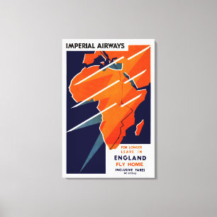 Imperial Airways Afrika Canvastryck