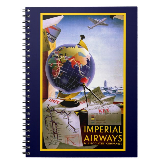 Imperial Airways Globe Anteckningsbok Med Spiral (Framsidan)