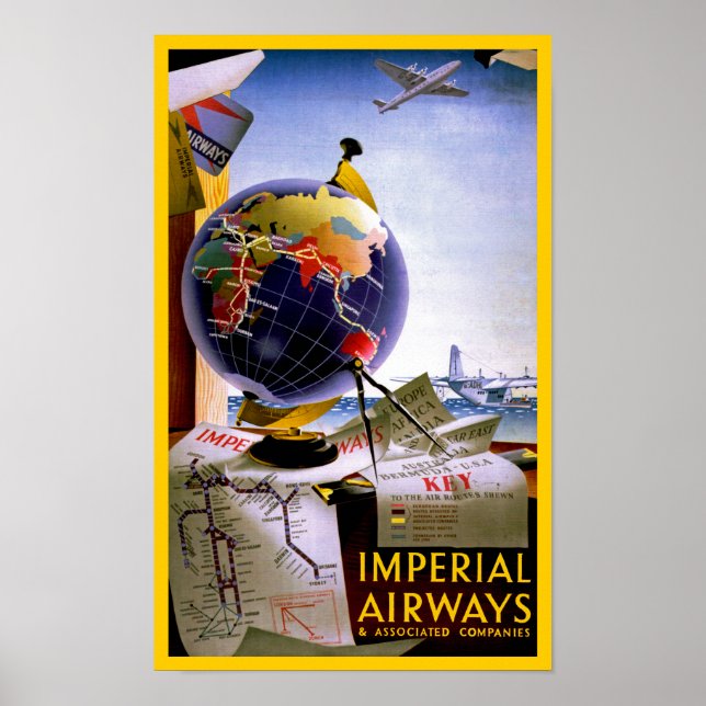 Imperial Airways Globe Poster (Framsidan)