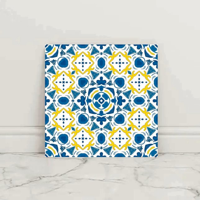 Imperial Blue  Elegant Geometric Mosaic  Kakelplatta (Skapare uppladdad)