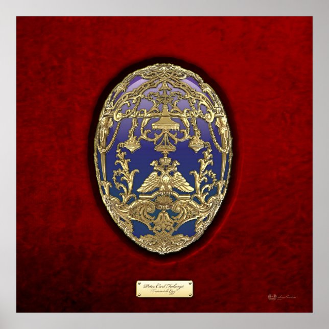 Imperial Faberge Eggs - Tsarevich Egg on Red Velve Poster (Framsidan)