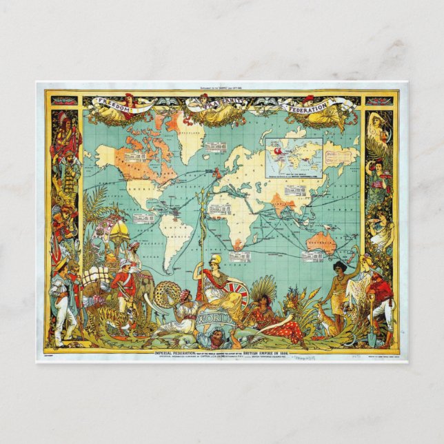 Imperial Federation Karta of the World Showi Vykort (Framsida)