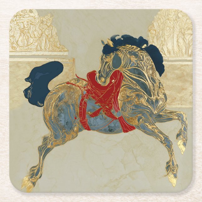 Imperial Guldridhorse Underlägg Papper Kvadrat (Framsidan)