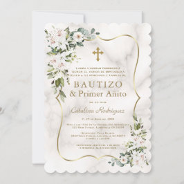 Imperial Lilies Guld Spansk 1:a födelsedag-baptism Inbjudningar