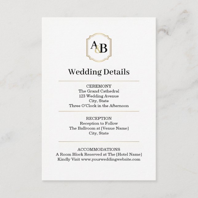 Imperial Luxe Monogram Kuvertkort Tilläggskort (Framsida)