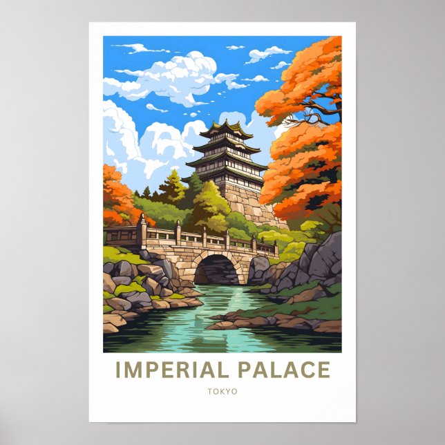 Imperial Palace Tokyo Travel Skriv ut Poster (Framsidan)