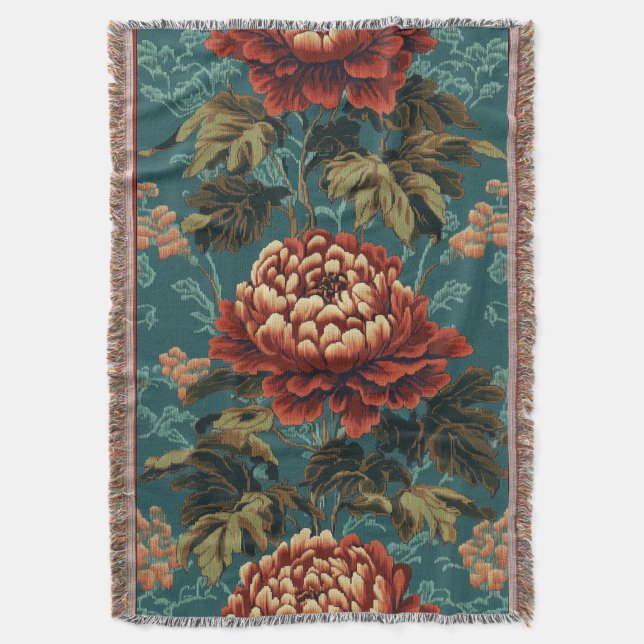 Imperial Peony Tapestry Filt (Framsidan Vertikal)