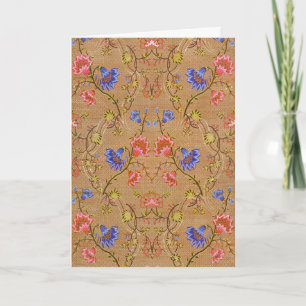 Imperial röd & guld sammankopplat blomster silke k kort