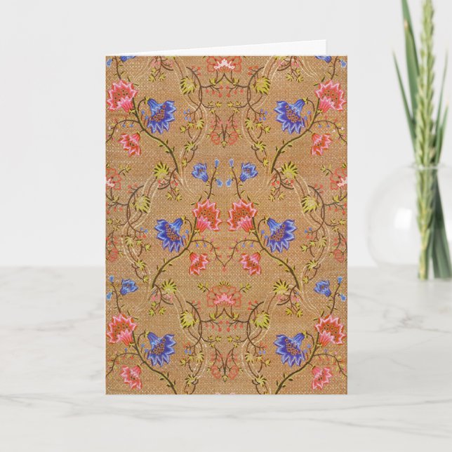 Imperial röd & guld sammankopplat blomster silke k kort (Framsida)