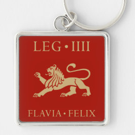 Imperial Roman Army - Legio IV Flavia Felix Fyrkantig Silverfärgad Nyckelring
