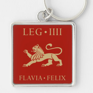 Imperial Roman Army - Legio IV Flavia Felix Fyrkantig Silverfärgad Nyckelring