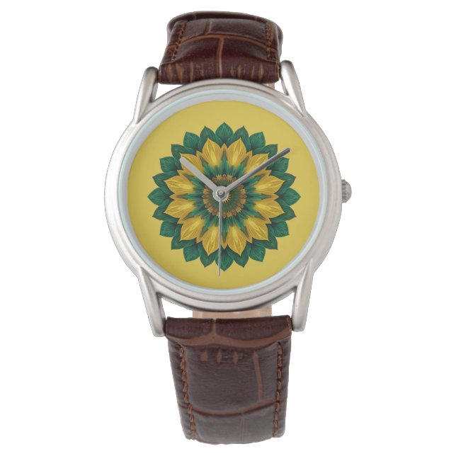 Imperial Solar Flower Mandala Luxury Keychain  Armbandsur (Framsida)