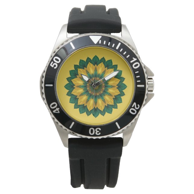 Imperial Solar Flower Mandala Luxury Keychain  Armbandsur (Framsida)