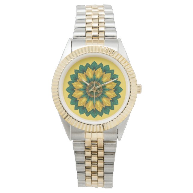 Imperial Solar Flower Mandala Luxury Keychain  Armbandsur (Framsida)