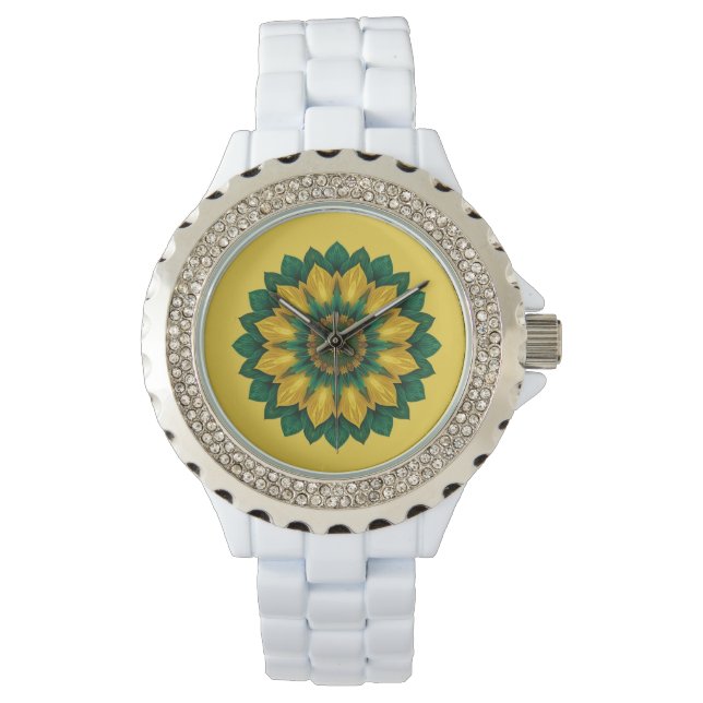 Imperial Solar Flower Mandala Luxury Keychain  Armbandsur (Framsida)