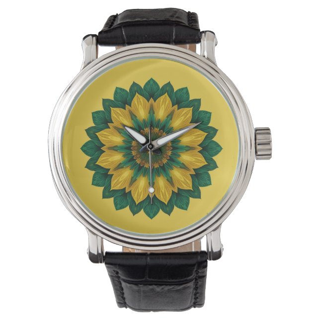 Imperial Solar Flower Mandala Luxury Keychain  Armbandsur (Framsida)