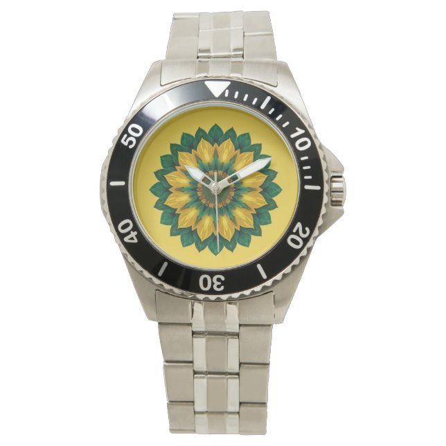 Imperial Solar Flower Mandala Luxury Keychain  Armbandsur (Framsida)