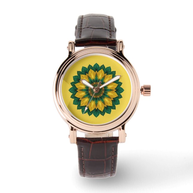 Imperial Solar Flower Mandala Luxury Keychain  Armbandsur (Framsida)