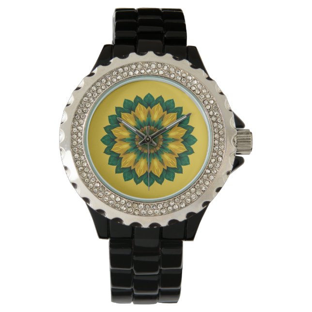 Imperial Solar Flower Mandala Luxury Keychain  Armbandsur (Framsida)