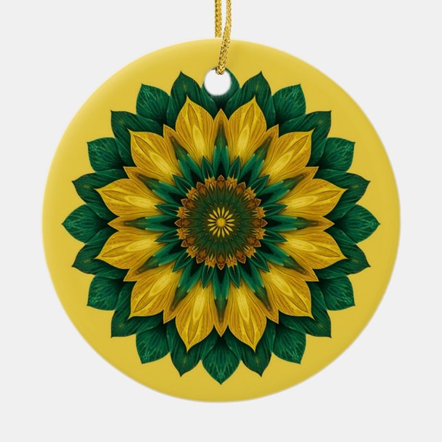 Imperial Solar Flower Mandala Luxury Keychain  Julgransprydnad Keramik (Framsidan)