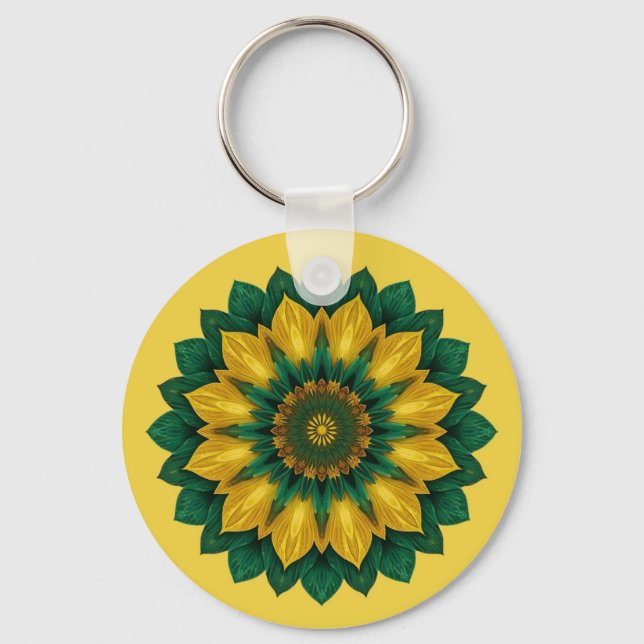Imperial Solar Flower Mandala Luxury Keychain  Nyckelring (Framsida)