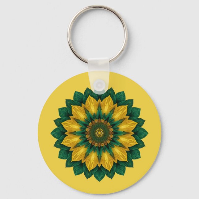 Imperial Solar Flower Mandala Luxury Keychain  Nyckelring (Framsida)