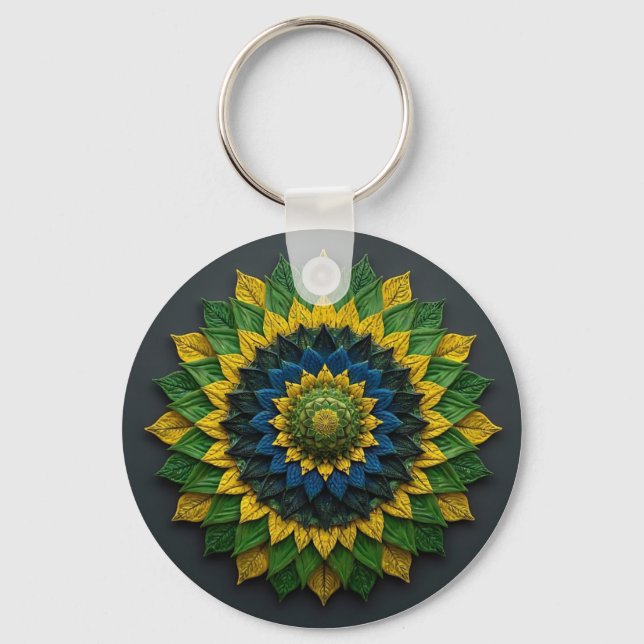 Imperial Solar Leaf Mandala Luxury Keychain - Emer Nyckelring (Framsida)