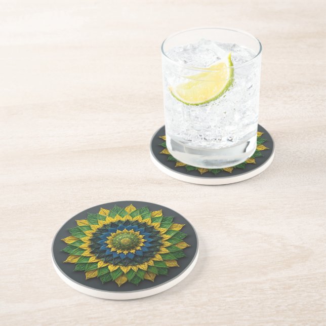 Imperial Solar Leaf Mandala Luxury Keychain - Emer Underlägg (Sidan)