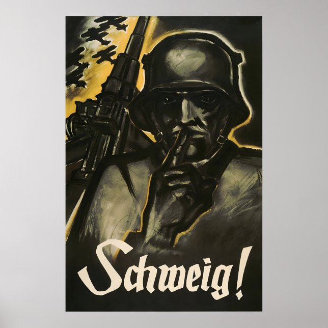 Imperial tysk propaganda WWI-affisch Tystnad! Poster (Framsidan)