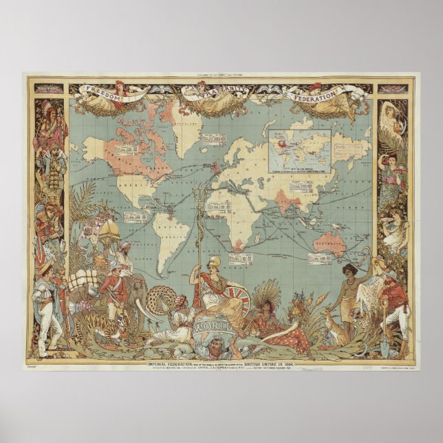 Imperiala federationen 1886 | Walter Crane Poster (Framsidan)