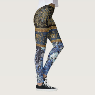 Imperialistisk blåttblommigtKimono Leggings