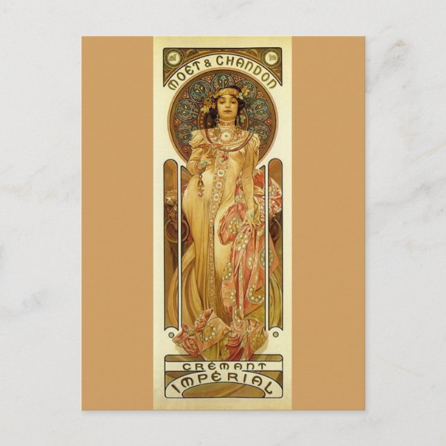 Imperialistisk champagne - art nouveau vykort (Framsida)
