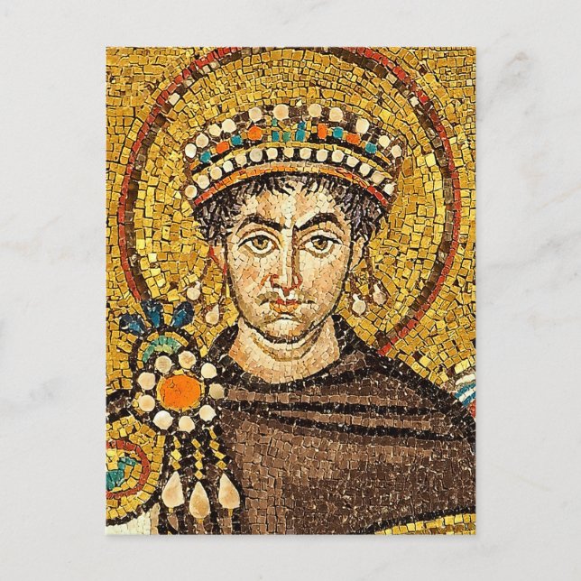Imperior Justinian Byzantine Mosaic Icon Vykort (Framsida)