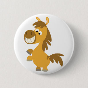 Impetuös Tecknad Pony Button Badge Knapp