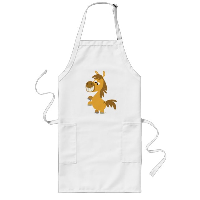 Impetuös Tecknad Pony Cooking Apron Långt Förkläde (Framsidan)