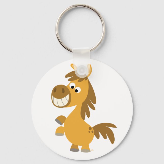 Impetuös Tecknad Pony Keychain Nyckelring (Framsida)