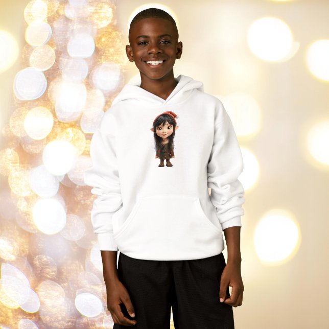 Impish Girl jul Elf Boy's Hoodie T Shirt (Skapare uppladdad)
