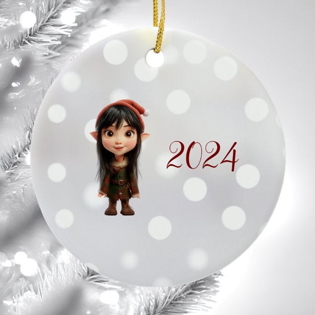 Impish Girl jul Elf Ceramic Ornament (Skapare uppladdad)