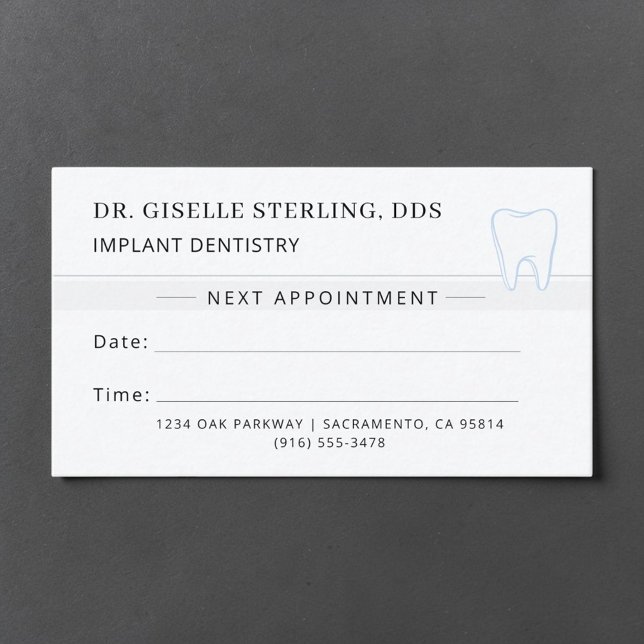 Implant Dentistry Dentist Tooth Appointment Card Tidsbeställning Kort (Skapare uppladdad)