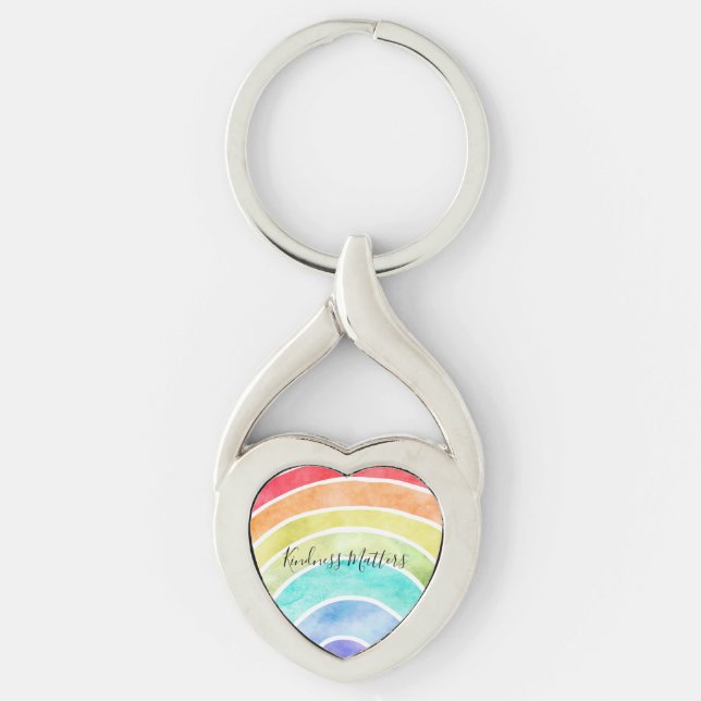 Imponerande citat för Rainbow personlig Twisted Heart Silverfärgad Nyckelring (Framsidan)