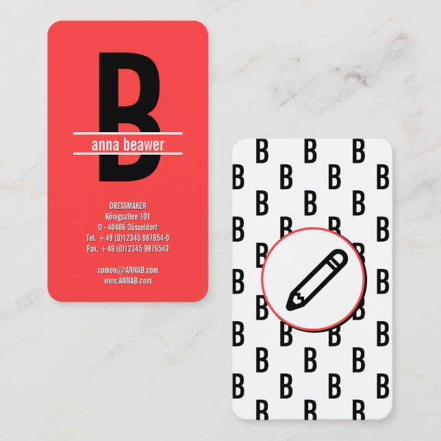 Imponerande fet monogram visitkort (Fram/baksida)