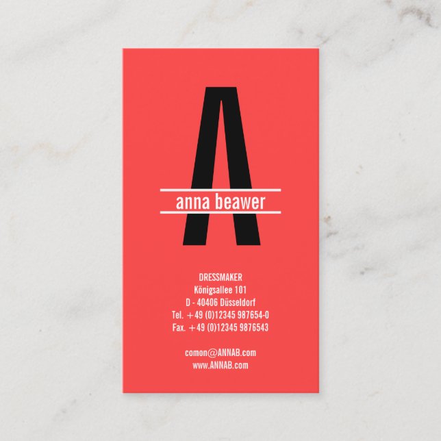 Imponerande fet monogram visitkort (Framsida)