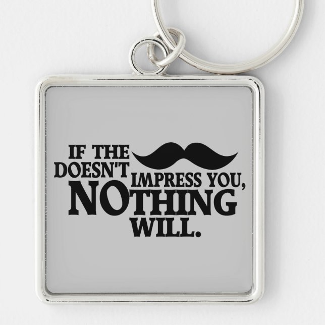 Imponerande Mustache anpassningsbar färg nyckelrin Fyrkantig Silverfärgad Nyckelring (Framsidan)
