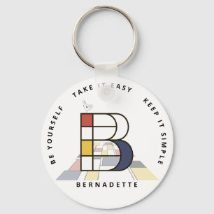Imponerande neoplasticism Art Monogram. BREV B Nyckelring