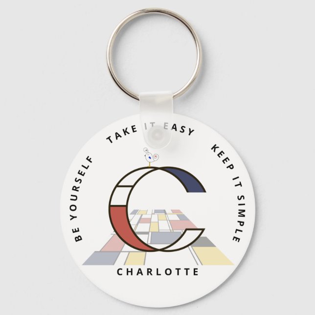 Imponerande neoplasticism Art Monogram. BREV C Nyckelring (Framsida)