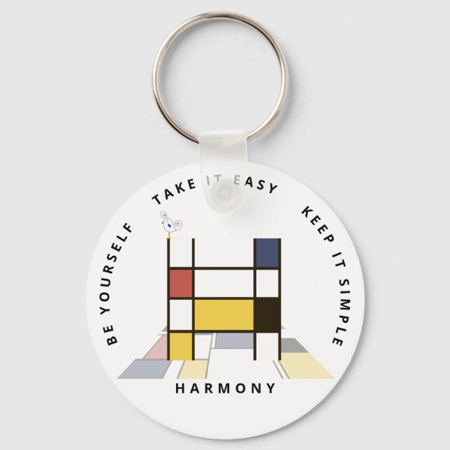 Imponerande neoplasticism Art Monogram. BREV H Nyckelring (Framsida)