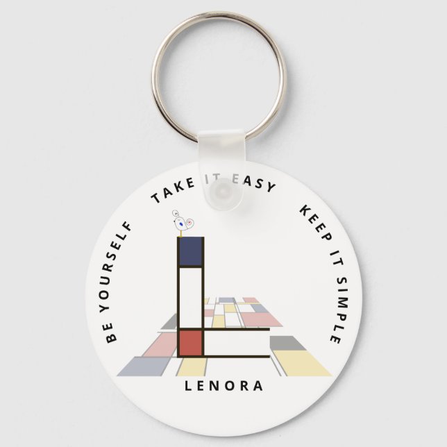 Imponerande neoplasticism Art Monogram. BREV L Nyckelring (Framsida)