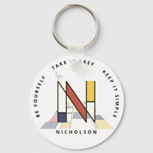 Imponerande neoplasticism Art Monogram. BREV N Nyckelring