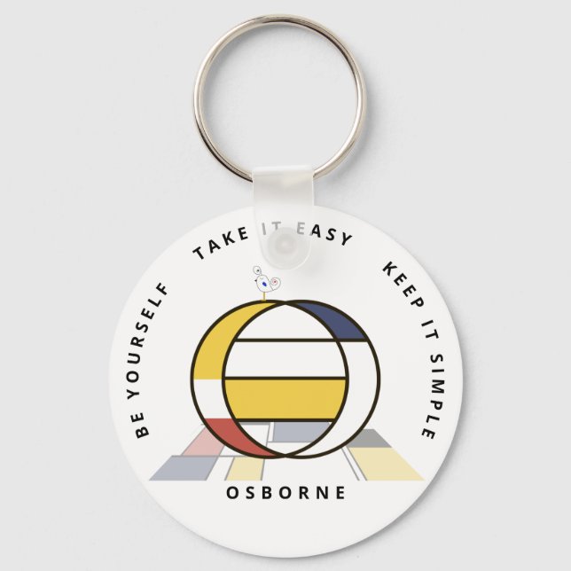 Imponerande neoplasticism Art Monogram. BREV O Nyckelring (Framsida)