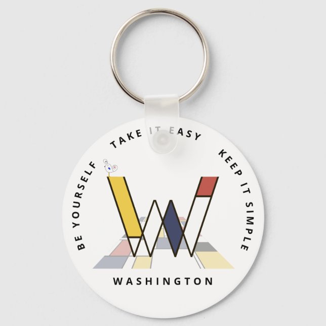 Imponerande neoplasticism Art Monogram. BREV W Nyckelring (Framsida)